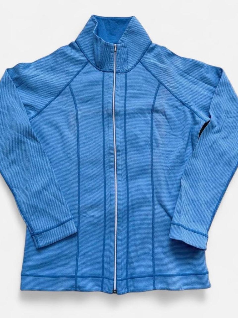 Kirkland Women's Blue Reversible Full Zip Jacket Mock Neck Small Long Sleeve